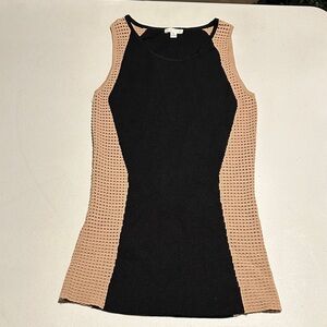 INTERMIX Black and Tan Textured Knit Tank Top